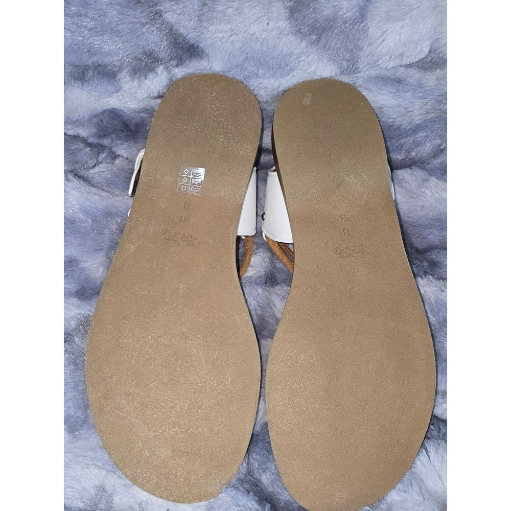 NWB Coach Clarkson Flat Strappy Thong Sandals in White & Tan Buckle SZ‎ 8 - Picture 6 of 8